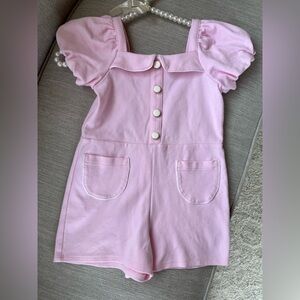 Janie and Jack Light Pink Puff Sleeve Romper